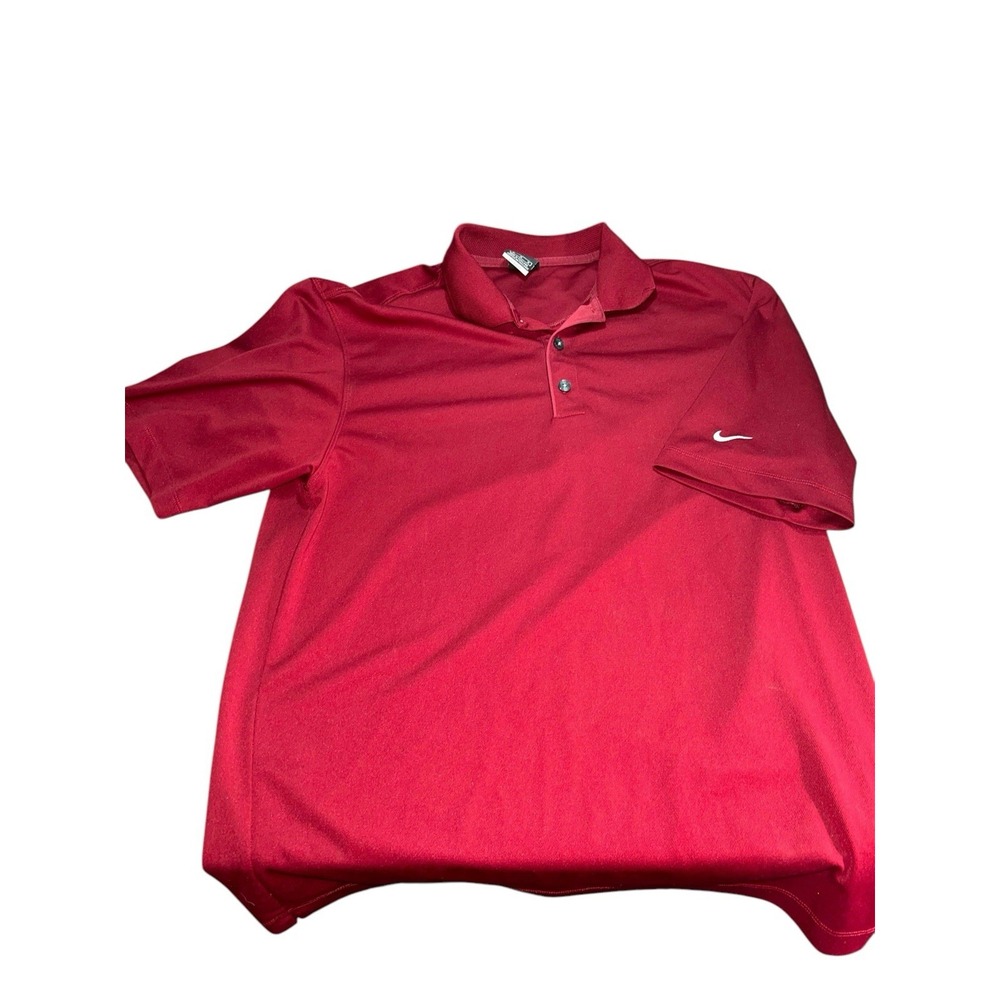 Nike Golf Dri Fit UV Polo Shirt Men's Size‎ M Maroon Short Sleeve Polyester